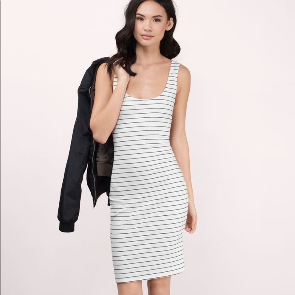 Tobi tank fitted bodycon black white stripe dress